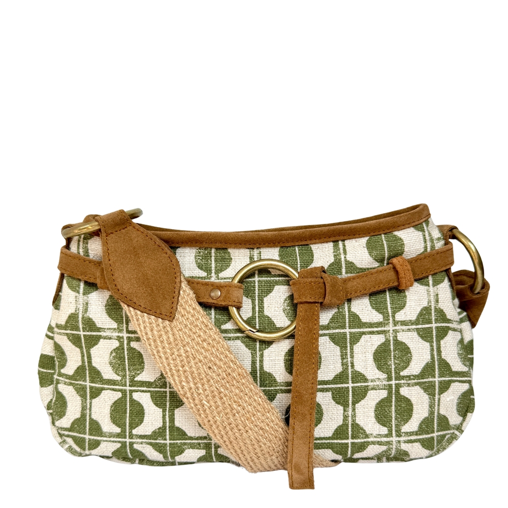 Bolso Lino Cenefa Verde